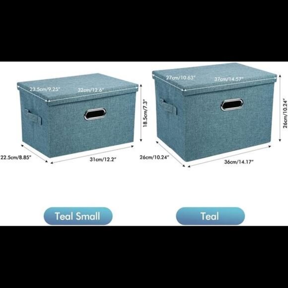 4 Pack Decorative Storage Boxes with Lids (Teal) - Picture 2 of 7
